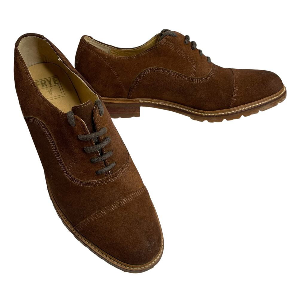 FRYE Mens Oxford Lace Up Cap Toe‎ Shoes Size 10.5 D Tan Suede Leather